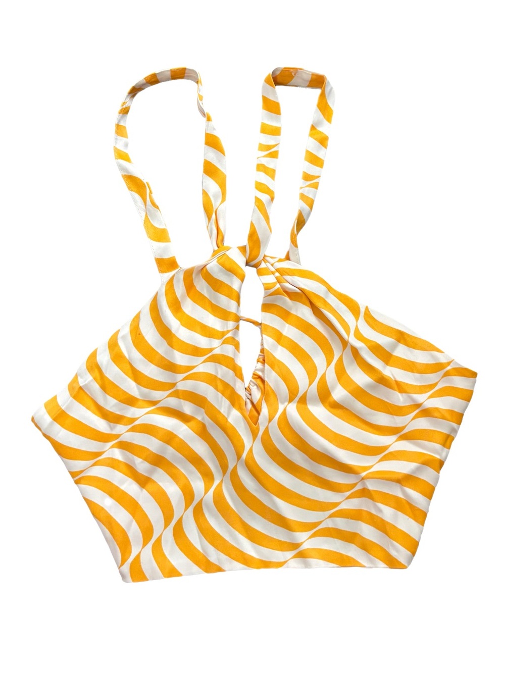Zara Striped Yellow and White Halter Crop Top